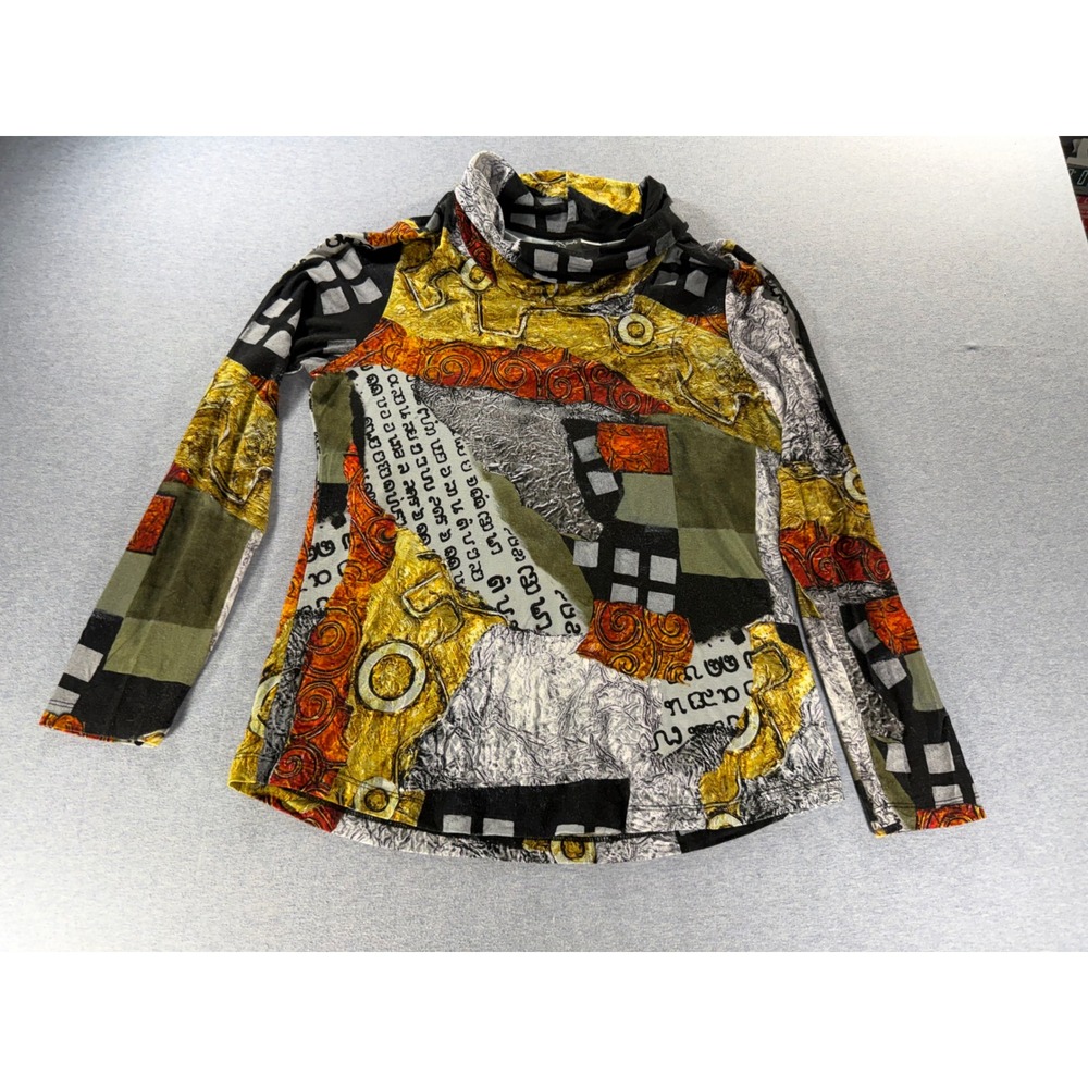 Simply Art by Dolcezza Abstract Collage Print Cowl Neck Top Womens Medium 71717